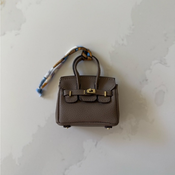 Micro Mini Leather Bag Bag Charm With Scarf - NEW - Picture 2 of 10